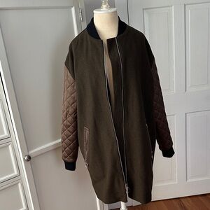 Topshop Olive and Brown Coat
